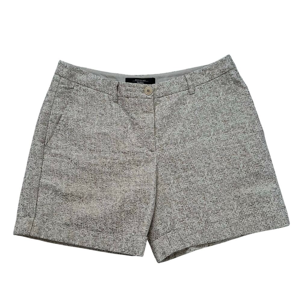 Max Mara Weekend 29" Metallic SIlver Gold Tweed Linen Lined Shorts